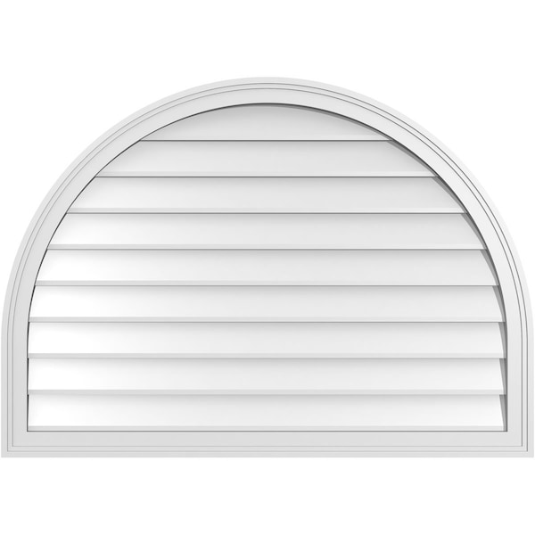 Ekena Millwork Round Top Surface Mount PVC Gable Vent w/ 2"W x 1-1/2"P Brickmould Frame, 42"W x 30"H GVPRT42X3002SN - main